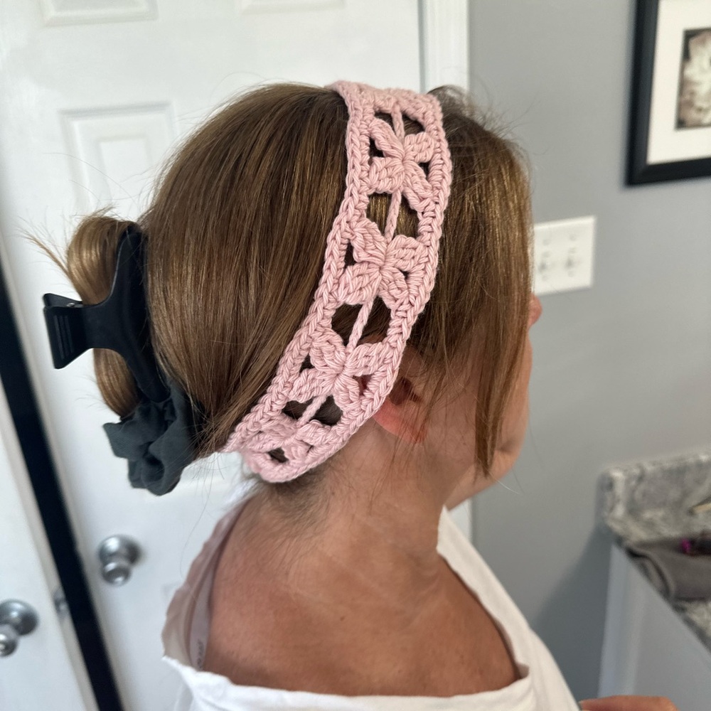 Pink Crochet Headband handmade